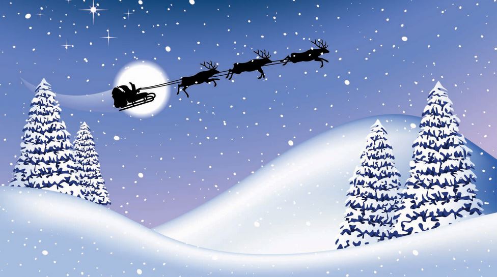 santa clause sleigh snow winter night
